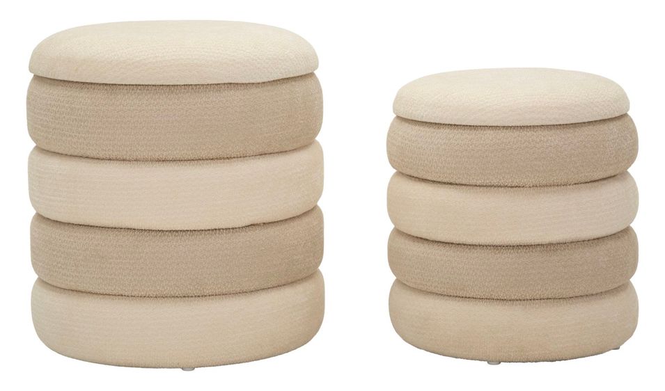 Lot de 2 poufs style nordique ø 44 x 47 - 35 x 39 cm - Photo n°1