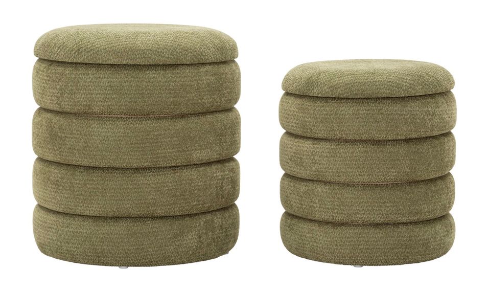 Lot de 2 poufs style nordique ø 44 x 47 - 35 x 39 cm - Photo n°1