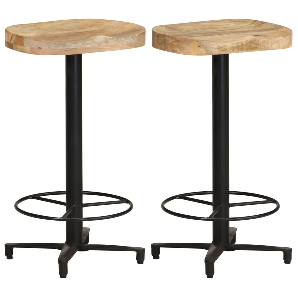 Lot de 2 tabourets de bar en bois de manguier KOPA - Assise 66 cm - Photo n°1