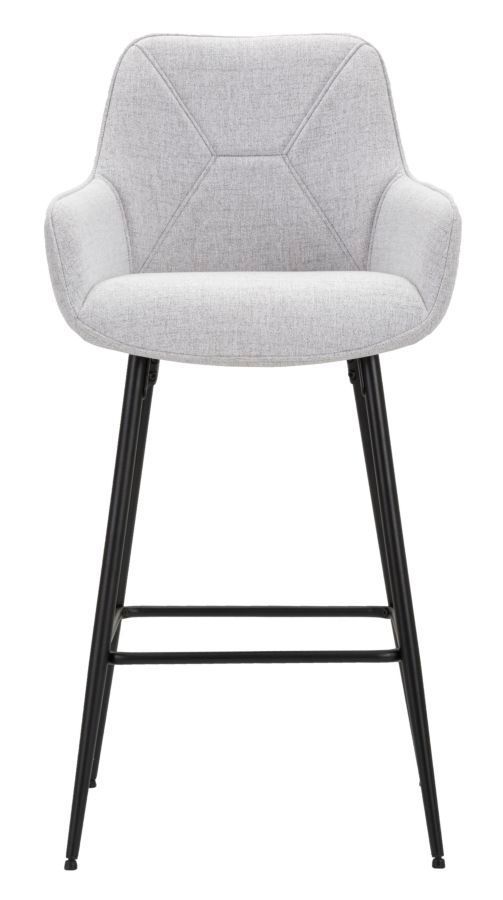 Lot de 2 tabourets de bar gris avec accoudoirs et pieds métal noir Mona - Photo n°1