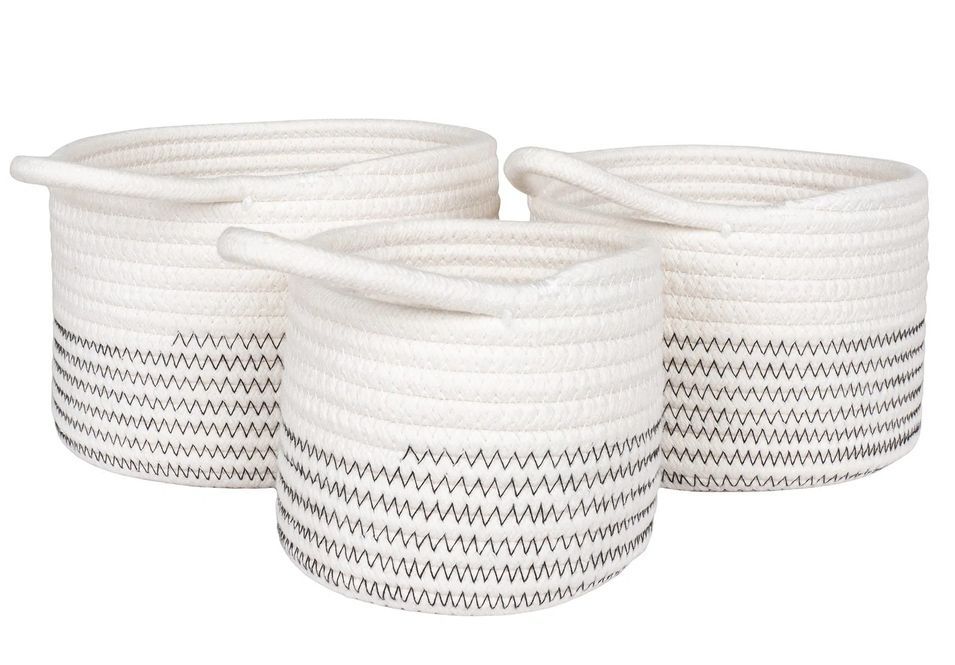 Lot de 3 paniers de rangement ALGAR – Coton blanc - Photo n°1