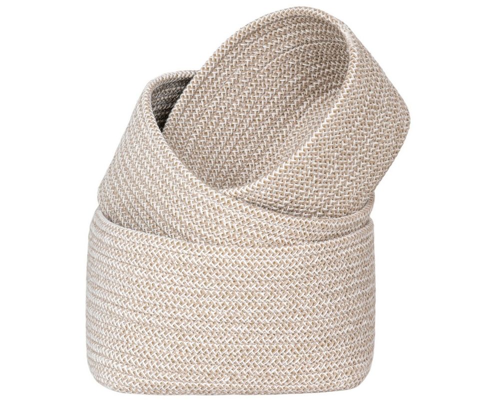 Lot de 3 paniers de rangement CADIMA – Coton beige - Photo n°1