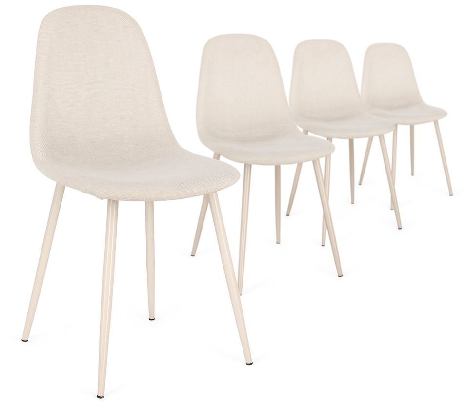 Lot de 4 chaises BORELA – tissu & pieds acier noir - Photo n°1