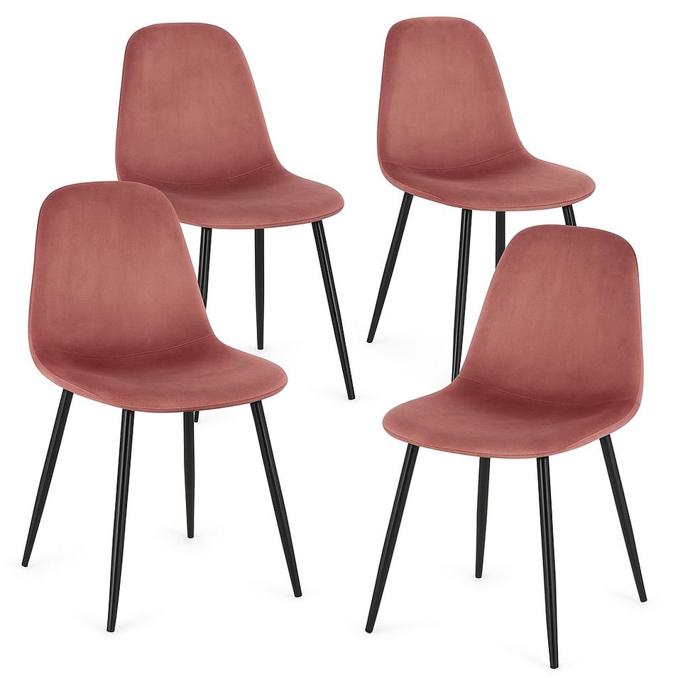 Lot de 4 chaises BORELA – Velours & pieds en acier noir - Photo n°1