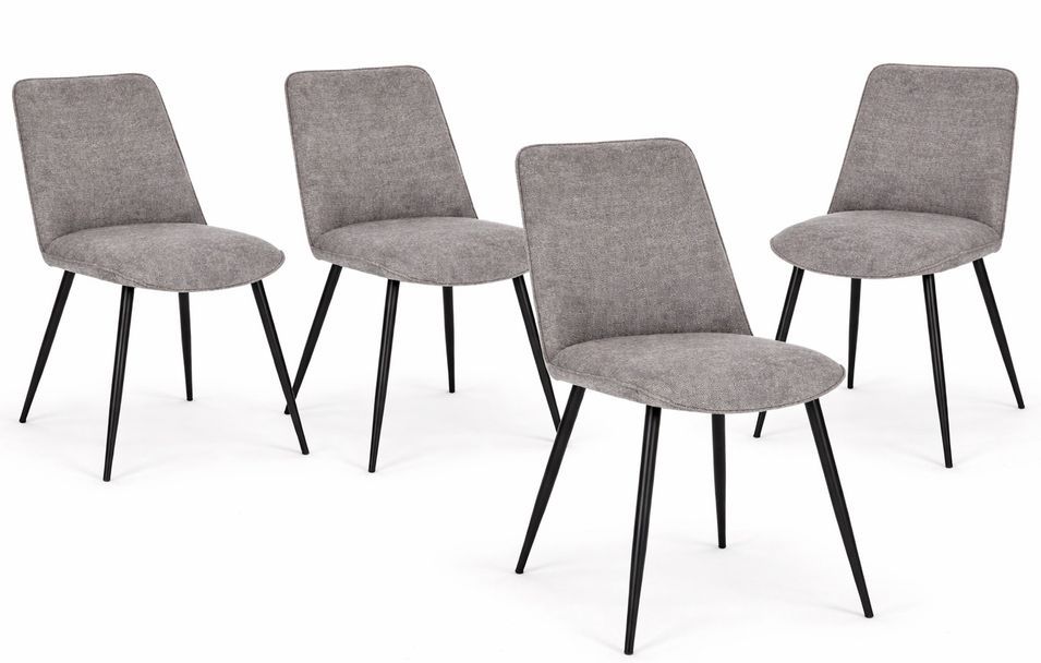 Lot de 4 chaises CORA – Confort rembourré & pieds acier - Photo n°1
