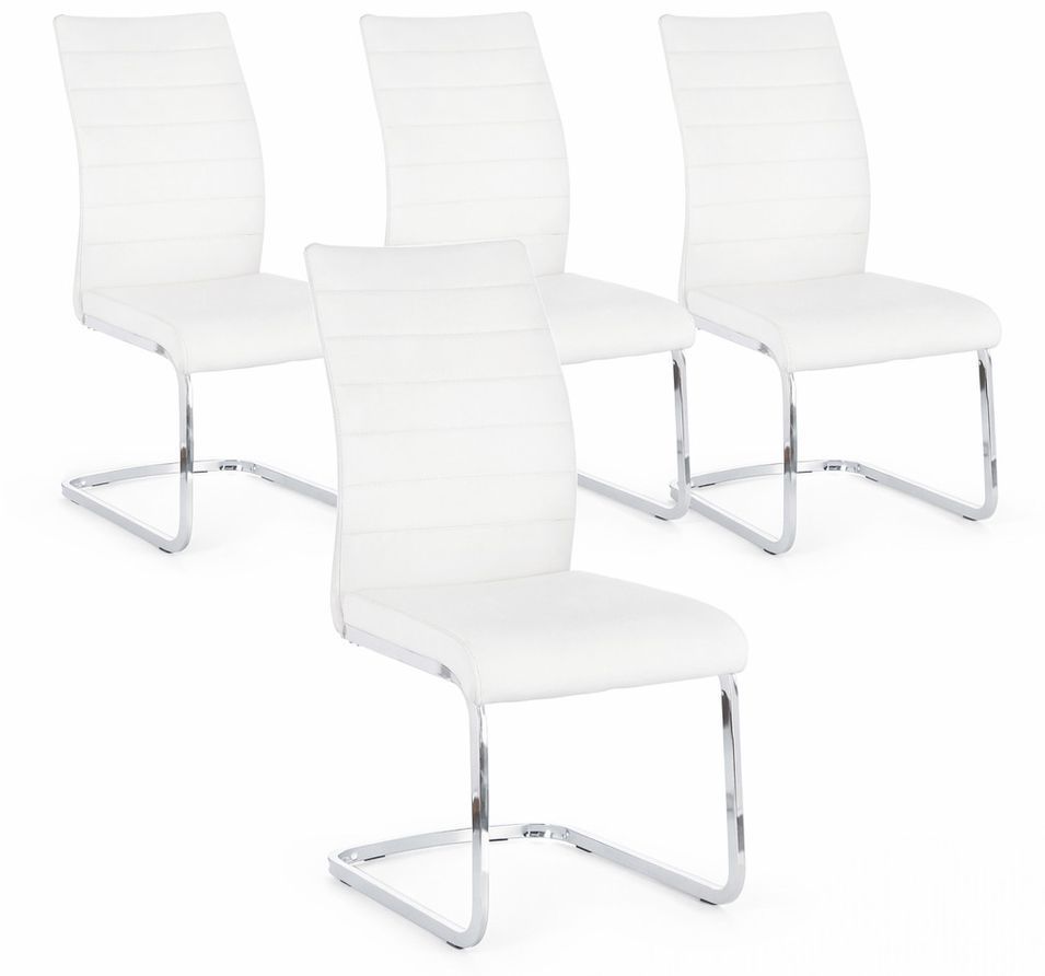 Lot de 4 chaises design KYRA – Simili cuir & pieds acier chromé - Photo n°1