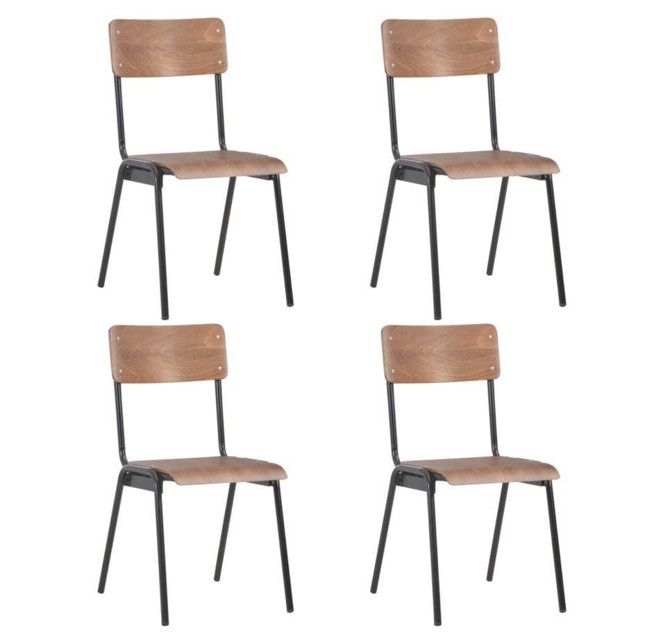 Lot de 4 chaises en bois massif et métal noir - Modèle Karem - Photo n°1