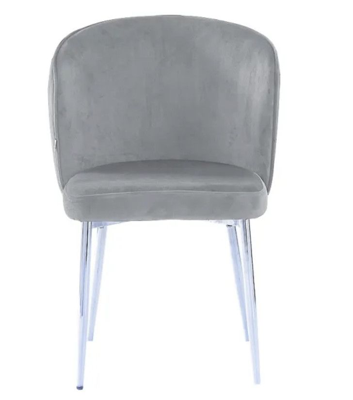 Lot de 4 chaises en velours et pieds métal chromé Komi - Photo n°1