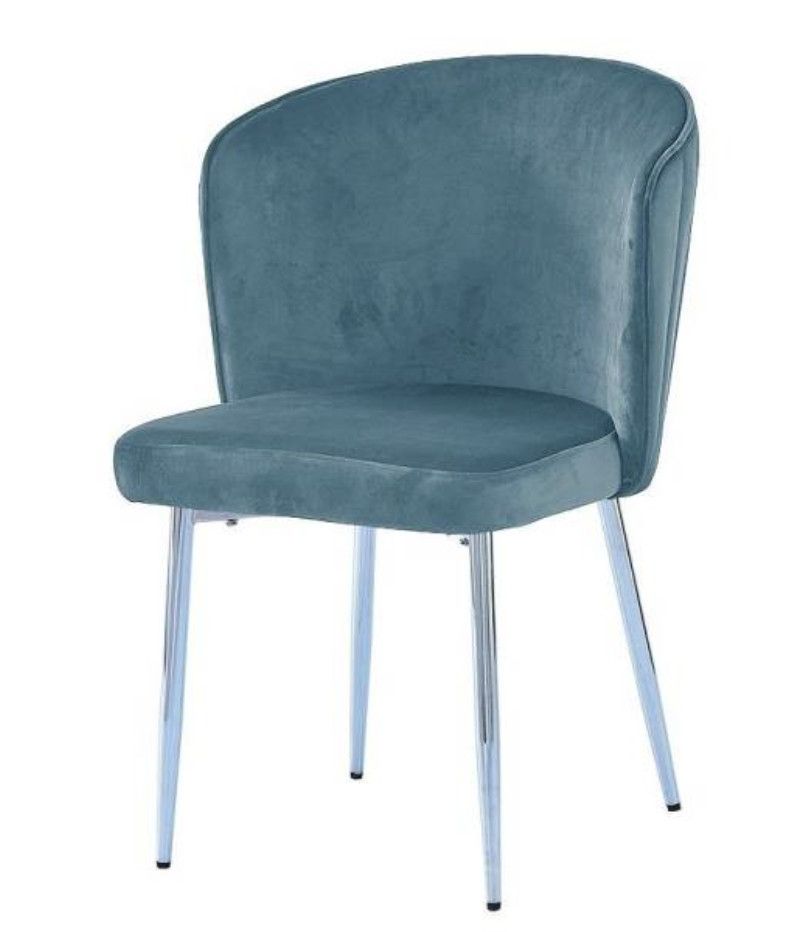 Lot de 4 chaises en velours et pieds métal chromé Komi - Photo n°1