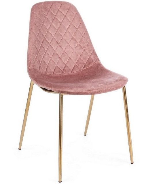 Lot de 4 chaises en velours Korry avec pieds dorés - Chic et moderne - Photo n°1