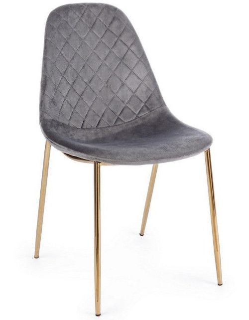 Lot de 4 chaises en velours Korry avec pieds dorés - Chic et moderne - Photo n°1