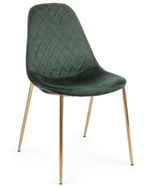 Lot de 4 chaises en velours Korry avec pieds dorés - Chic et moderne - Photo n°1