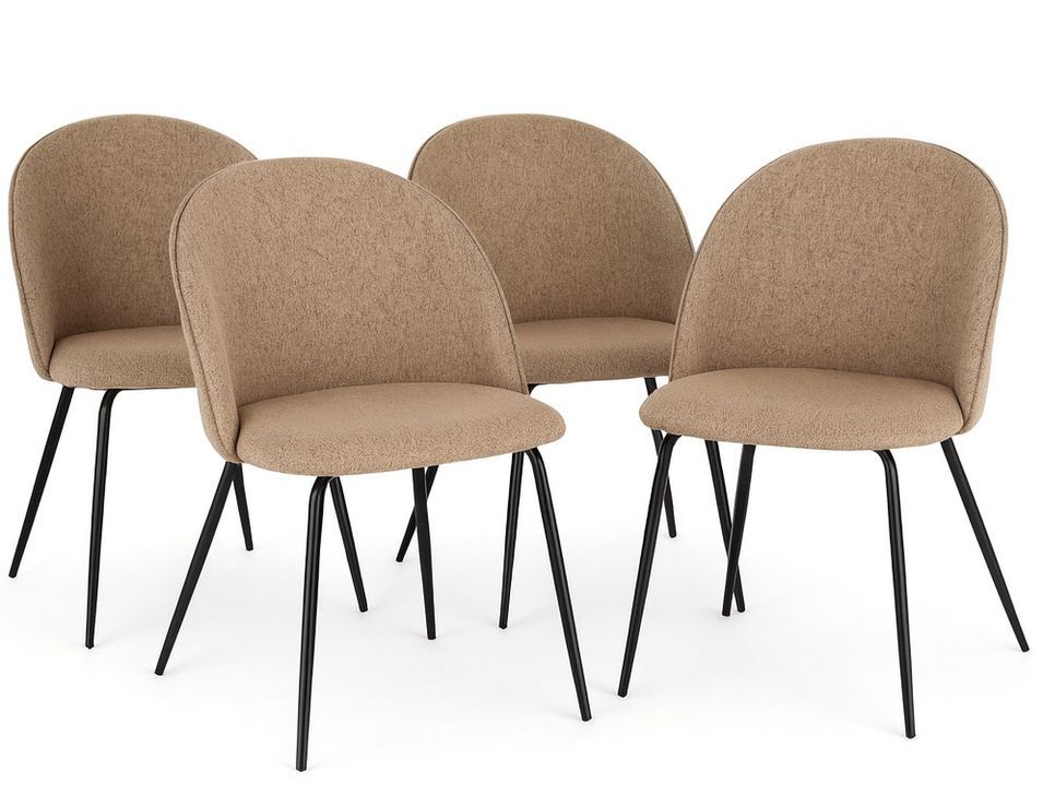 Lot de 4 chaises HELENA – Tissu chiné & pieds métal noir - Photo n°1