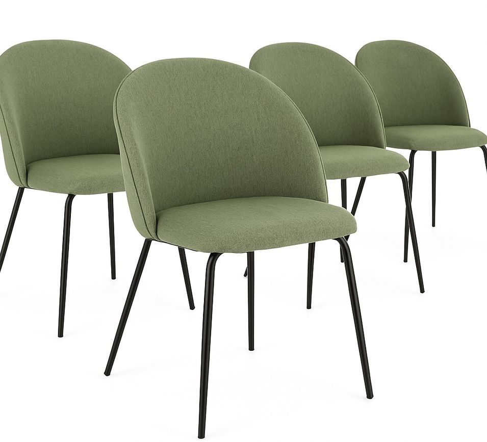 Lot de 4 chaises HELENA – Tissu chiné & pieds métal noir - Photo n°1