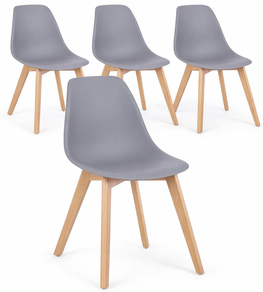 Lot de 4 chaises KAZO – Coque PP renforcée & piétement hêtre - Photo n°1