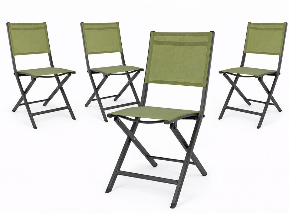 Lot de 4 chaises pliantes ELIN – Aluminium & textilène - Photo n°1