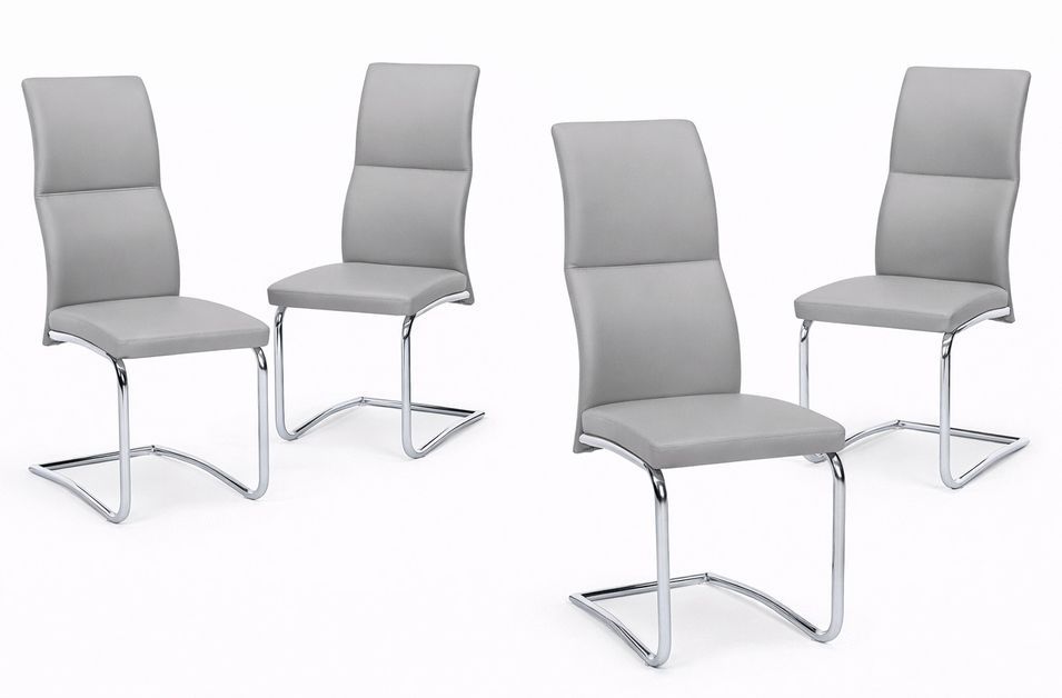 Lot de 4 chaises TIVA – Simili cuir chic & pieds acier chromé - Photo n°1