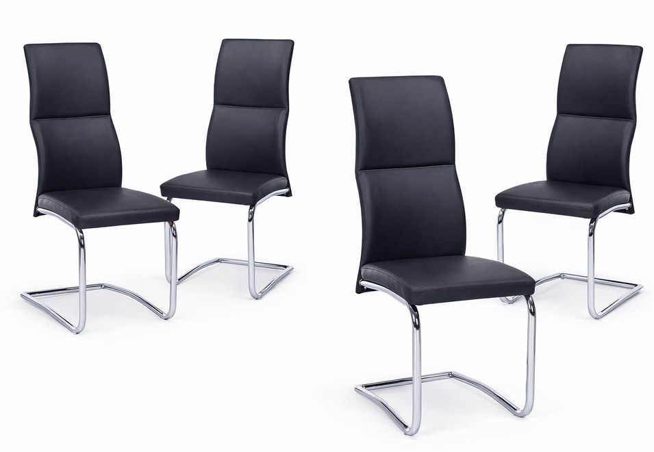 Lot de 4 chaises TIVA – Simili cuir chic & pieds acier chromé - Photo n°1