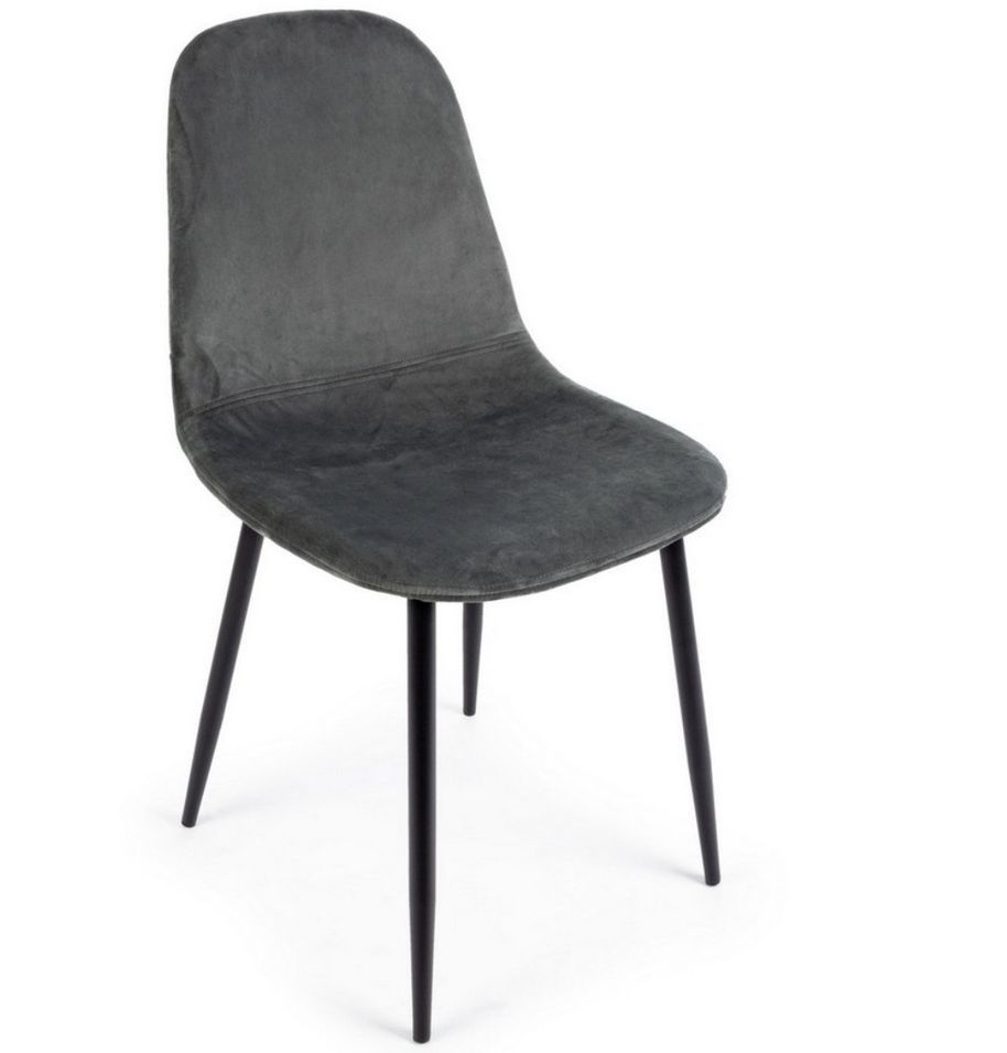 Lot de 4 chaises velours confortable et pieds métal noir Karela – Design Chic - Photo n°1