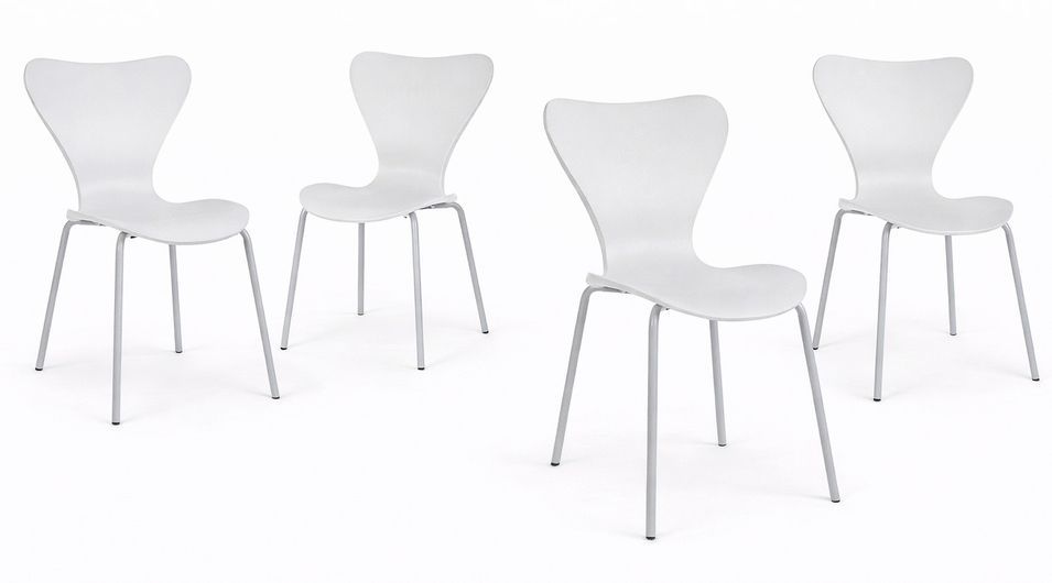 Lot de 4 chaises VIBA – Design moderne, empilables & pieds acier chromé - Photo n°1