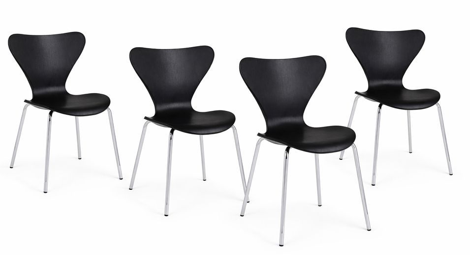 Lot de 4 chaises VIBA – Design moderne, empilables & pieds acier chromé - Photo n°1