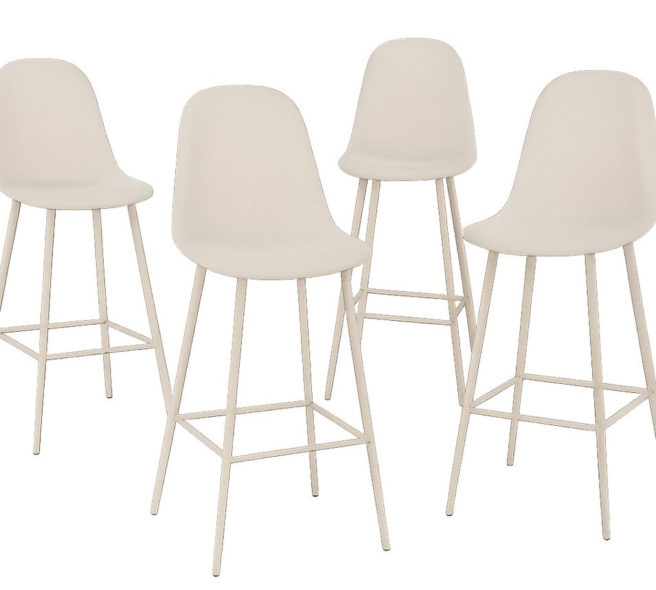 Lot de 4 tabourets BORELA – Tissu & pieds en acier noir - Photo n°1