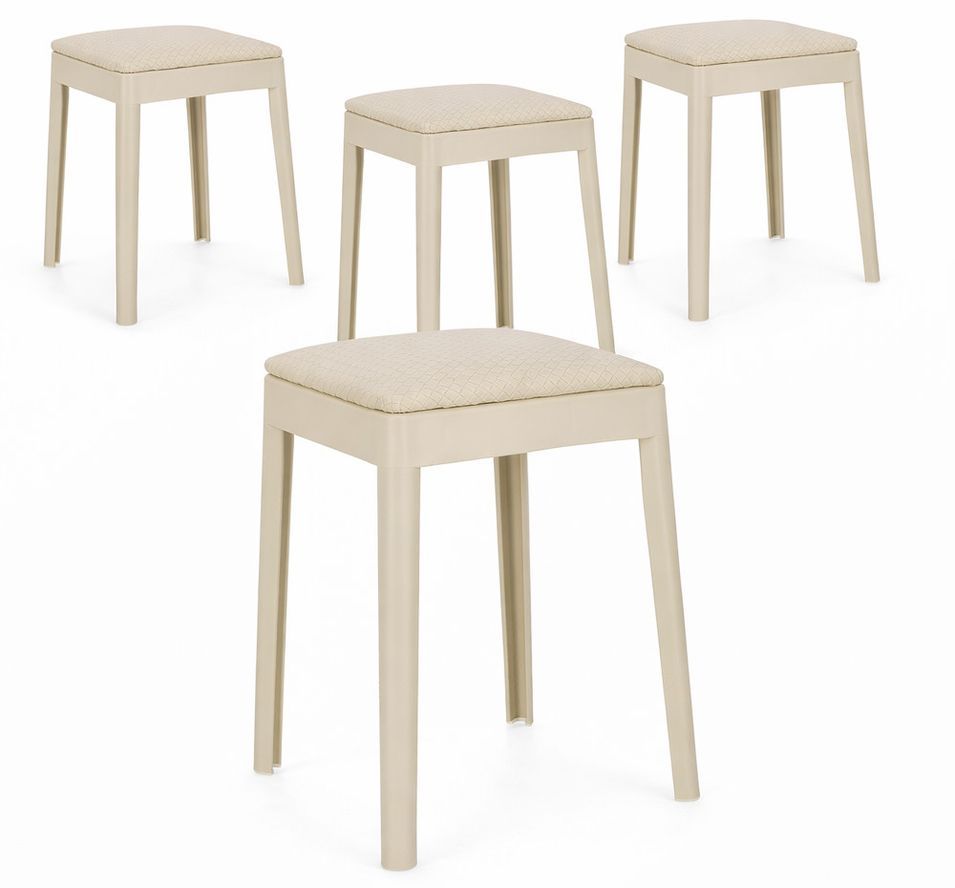 Lot de 4 tabourets d’appoint empilables SCOOBY - Hauteur d'assise 49 cm - Photo n°1