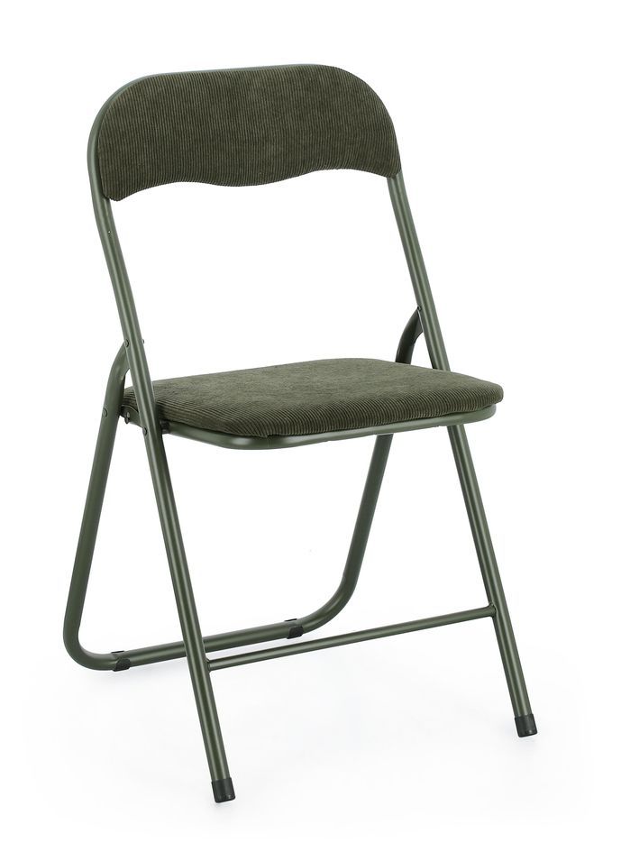 Lot de 6 chaises pliantes KIVA – Assise velours côtelé & pieds en acier - Photo n°1