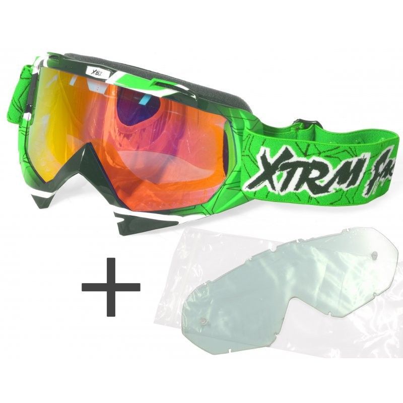 Lunette moto cross Xtrm verte - Photo n°1