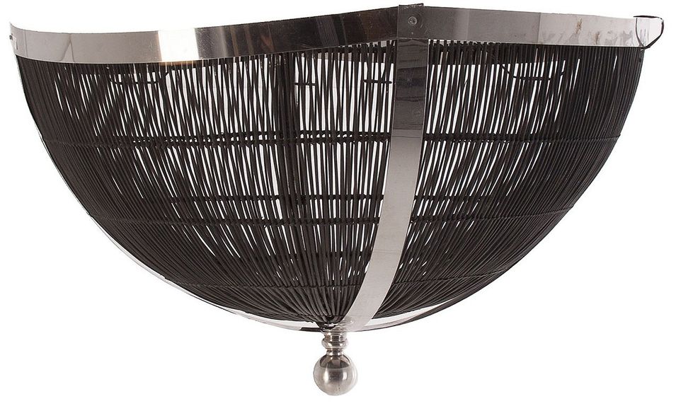 Lustre classique acier argenté et tissu noir Yness 112 - Photo n°1