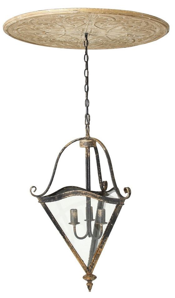 Lustre classique métal doré vieilli Cali - Photo n°1