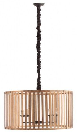 Lustre classique métal noir et bois massif clair Zlata - Photo n°1