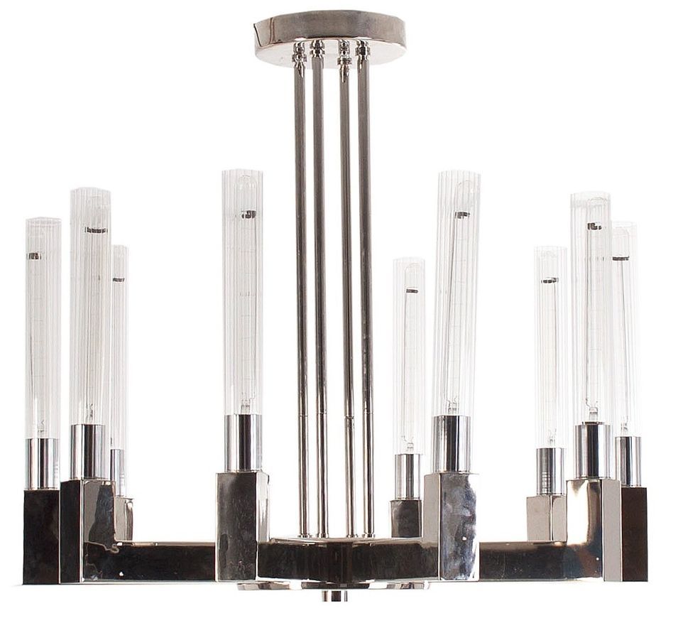 Lustre colonial métal argenté et verre Faima - Photo n°1