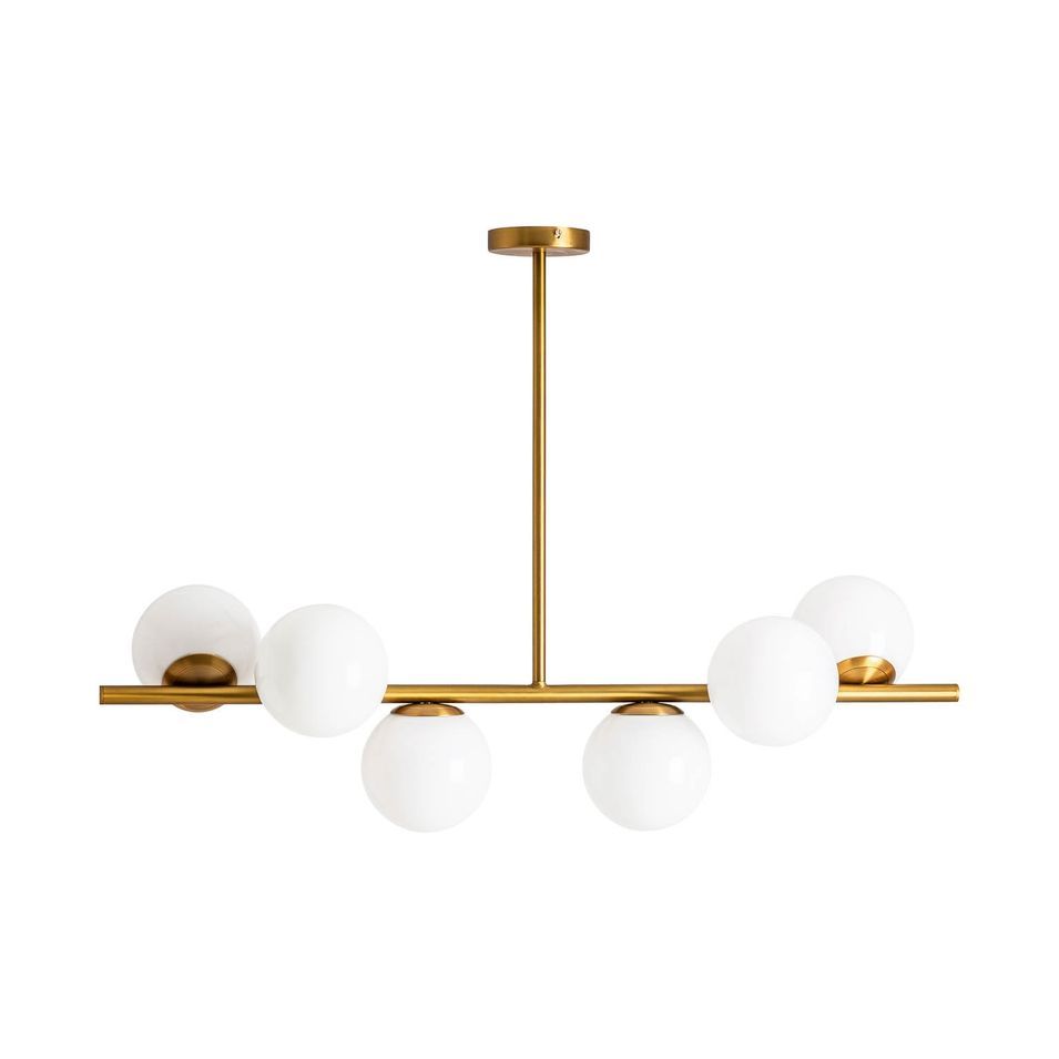 Lustre doré et boules blanches Bola 100 cm - Photo n°1