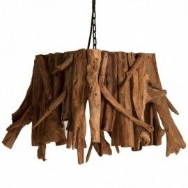 Lustre ethnique bois tropical naturel Arbuste - Photo n°1