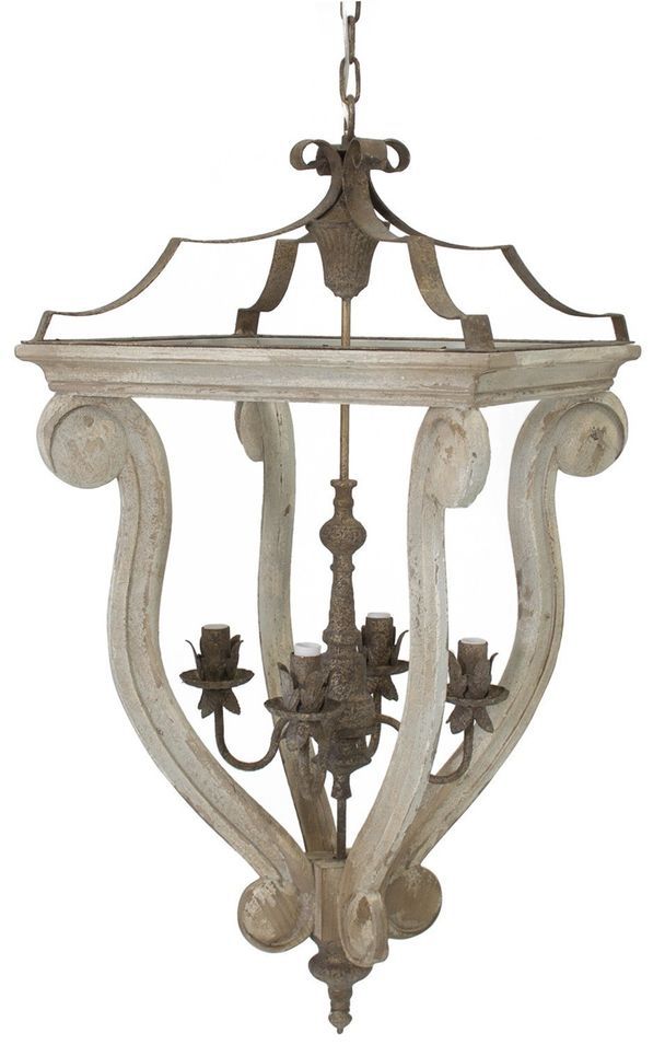 Lustre provençal en fer crème vieilli Dewi - Photo n°1