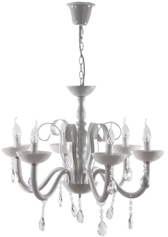 Lustre provençal métal blanc et PVC Reina - Photo n°1