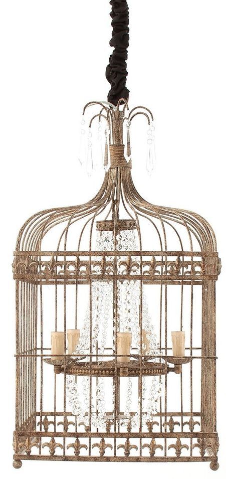 Lustre provençal métal doré vieilli et verre argenté Piotr - Photo n°1