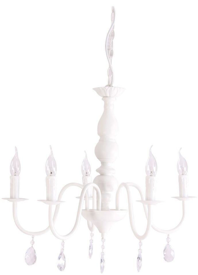 Lustre shabby chic métal blanc et verre Orphe - Photo n°1