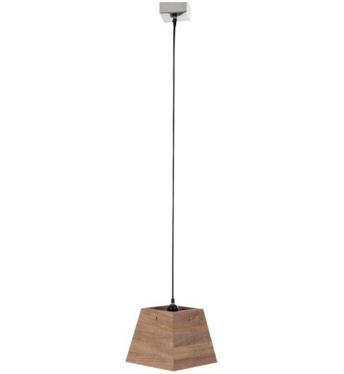 Lustre vintage acier noir et manguier massif clair Noumé - Photo n°1
