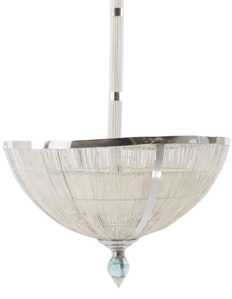 Lustre vintage rotin blanc et acier argenté Wiltor 190 - Photo n°1