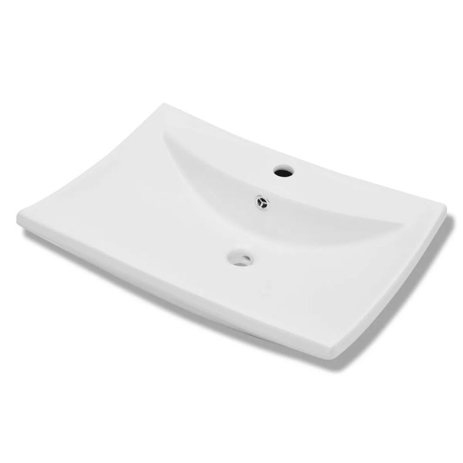 Luxueuse vasque céramique rectangulaire avec trop plein - Photo n°1