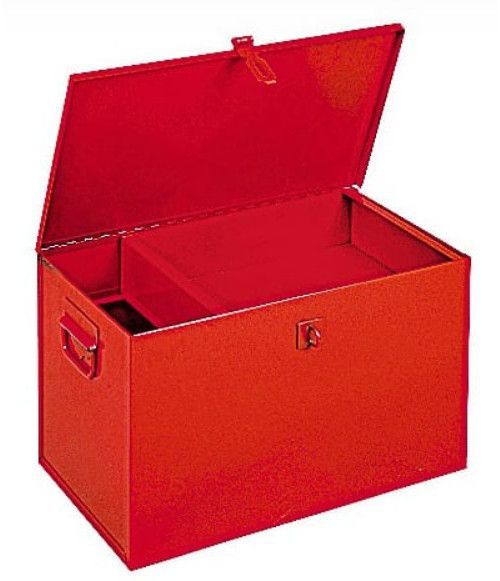 Malle de rangement avec plateau amovible métal rouge Bricodis - Photo n°1