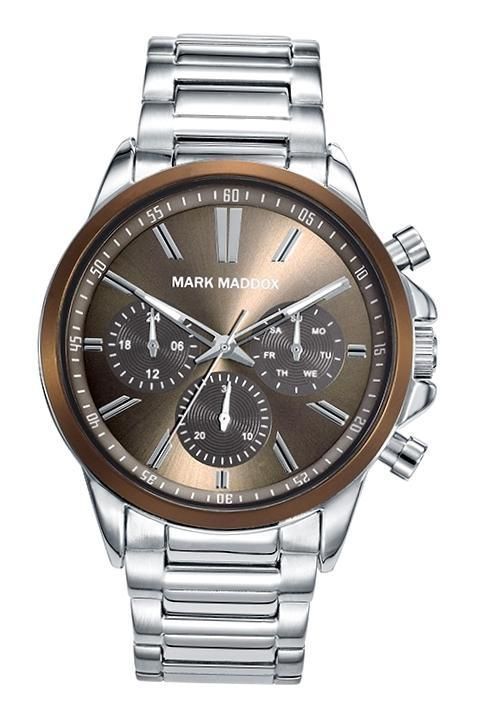Mark Maddox Sept16 Hm7011-47 - Multifunction - Case: Stainless Steel And Solid Metal - 44 Mm - Stainless Steel Bracelet - Water Resistant: 30 Meters - Photo n°1