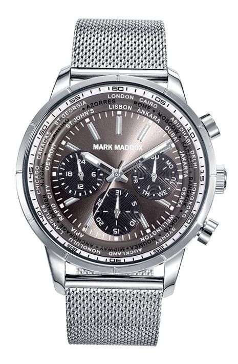 Mark Maddox Trendy Hm7012-57 - Multifunction - Case: Stainless Steel And Solid Metal - 44 Mm - Stainless Steel Bracelet - Water Resistant: 30 Meters - Photo n°1