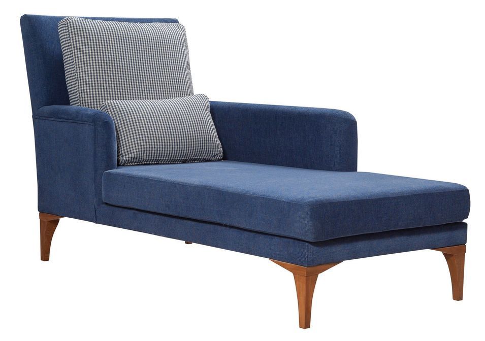 Méridienne en tissu doux velouté bleu Koupa - Photo n°1