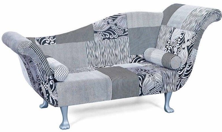 Méridienne velours noir et argenté Tanino - Photo n°1