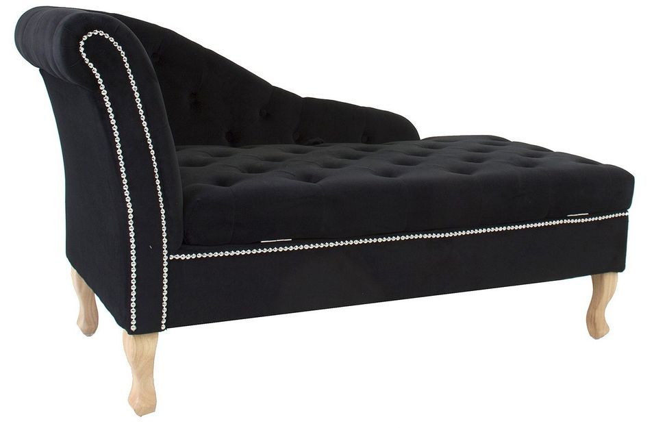 Méridienne velours noir et pieds pin massif clair Maude - Photo n°1