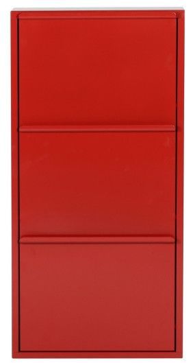 Meuble à chaussures 3 cases métal rouge Pannel - Photo n°1