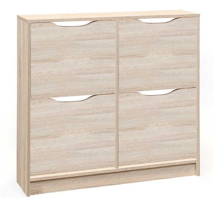 Meuble à chaussures 4 portes bois chêne clair Bokus - Photo n°1